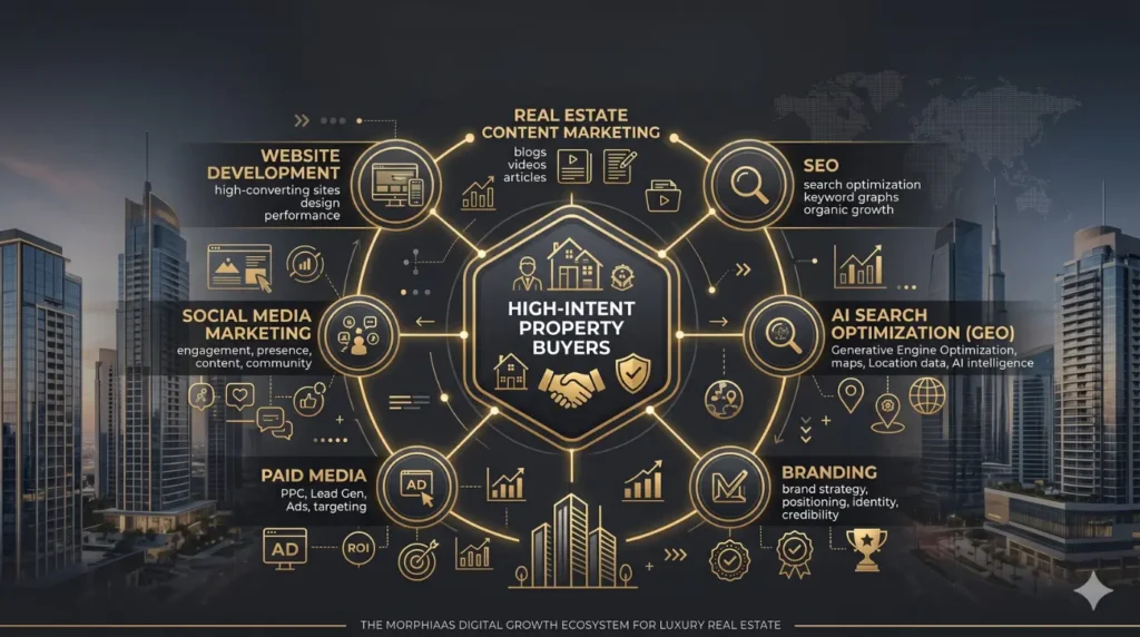 Morphiaas Real Estate Content Marketing ecosystem for generating qualified property leads