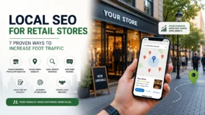 Local SEO for retail stores showing Google Business Profile, Google Maps visibility, and strategies to increase foot traffic.