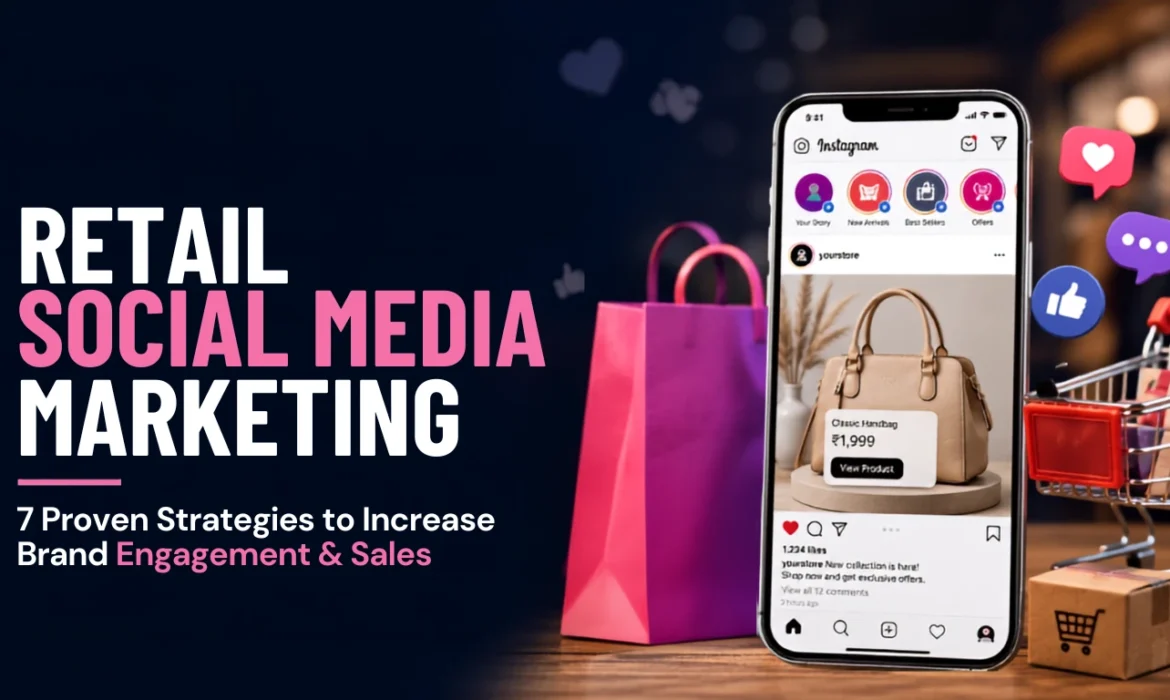 Retail social media marketing strategy showing social commerce, shoppable posts, short videos, customer content, and live selling.