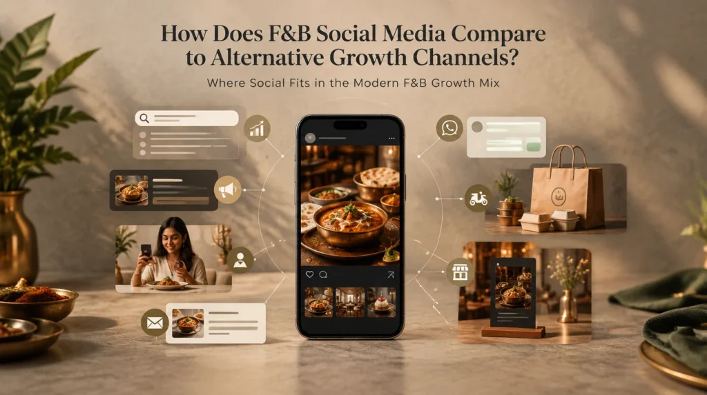 F&B Social Media vs Alternative Growth Channels F&B social media compared with alternative growth channels for restaurant and food brands.