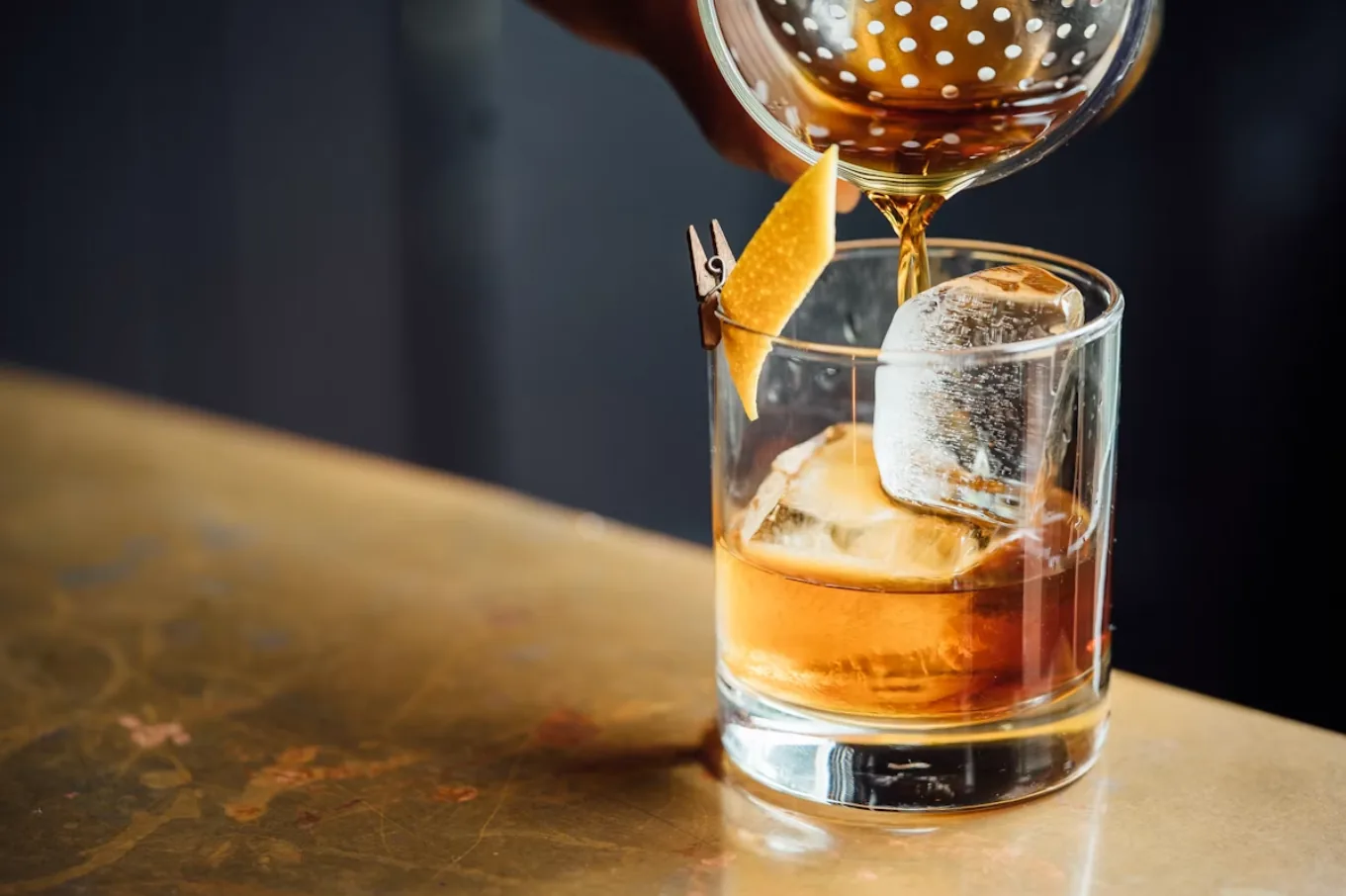 Cocktail bar counter with signature drinks