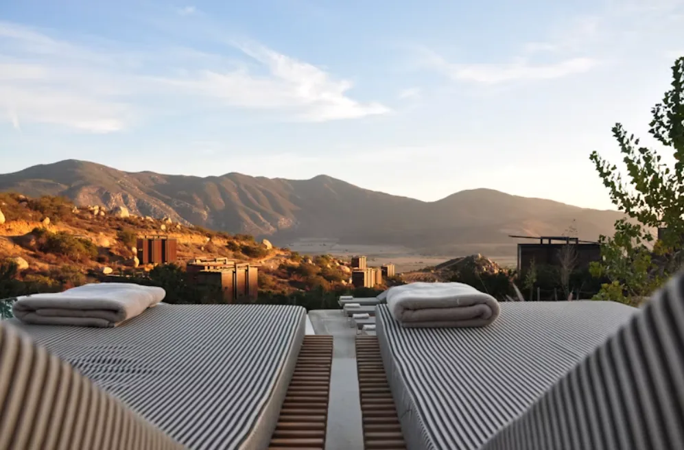 Sunlit hotel suite in the morning