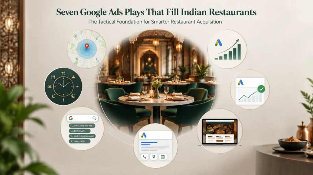 Google Ads for restaurants in India using geo targeting, meal timing, keywords and conversion tracking