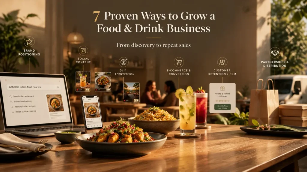 7 proven ways to grow a food and drink business through digital marketing, e-commerce, customer retention, and brand growth