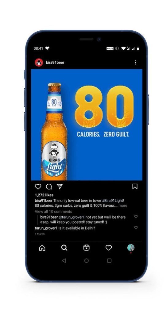 Instagram post, 80 calories zero guilt
