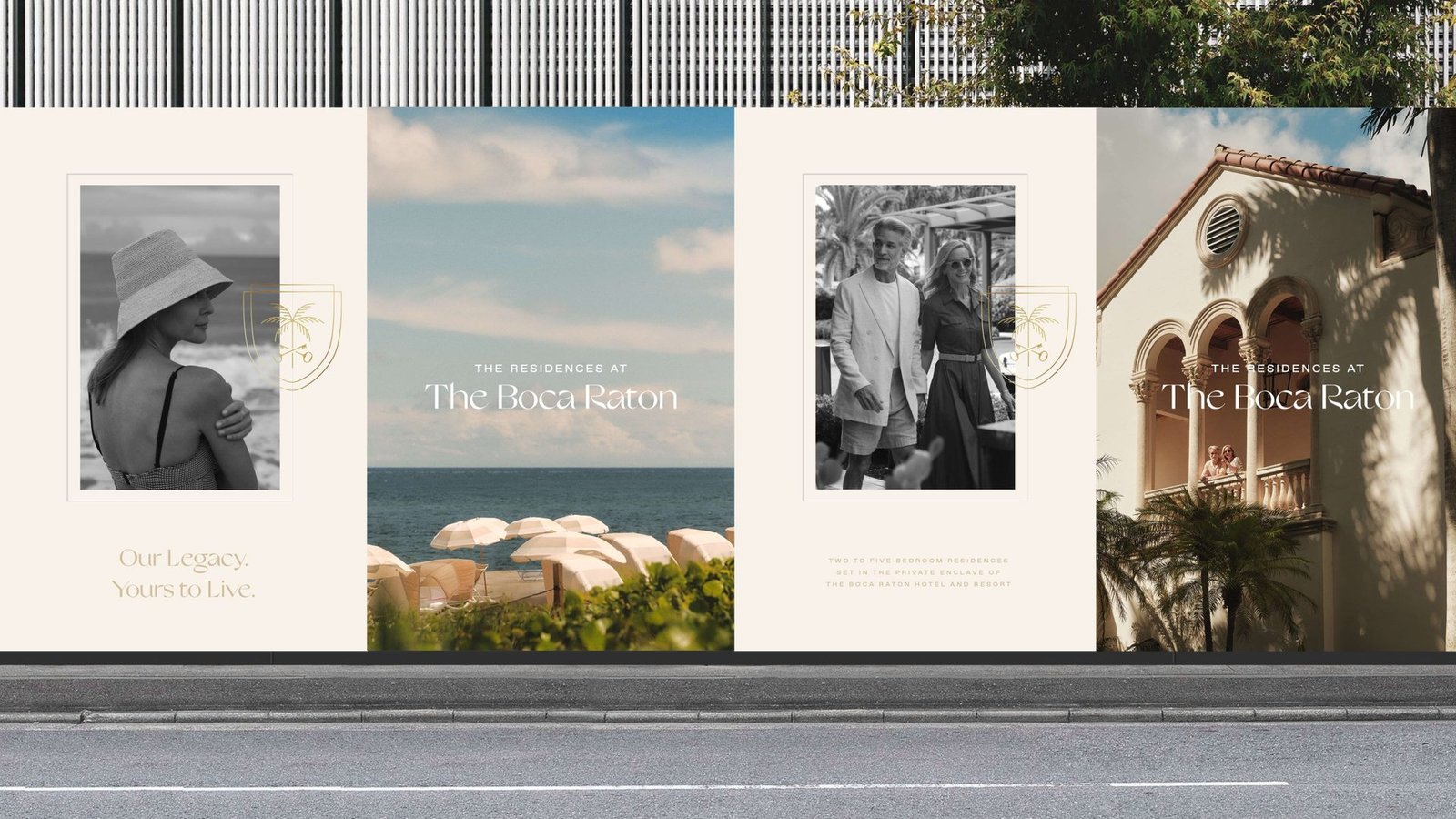 Site hoarding pairing black and white lifestyle with the campaign line