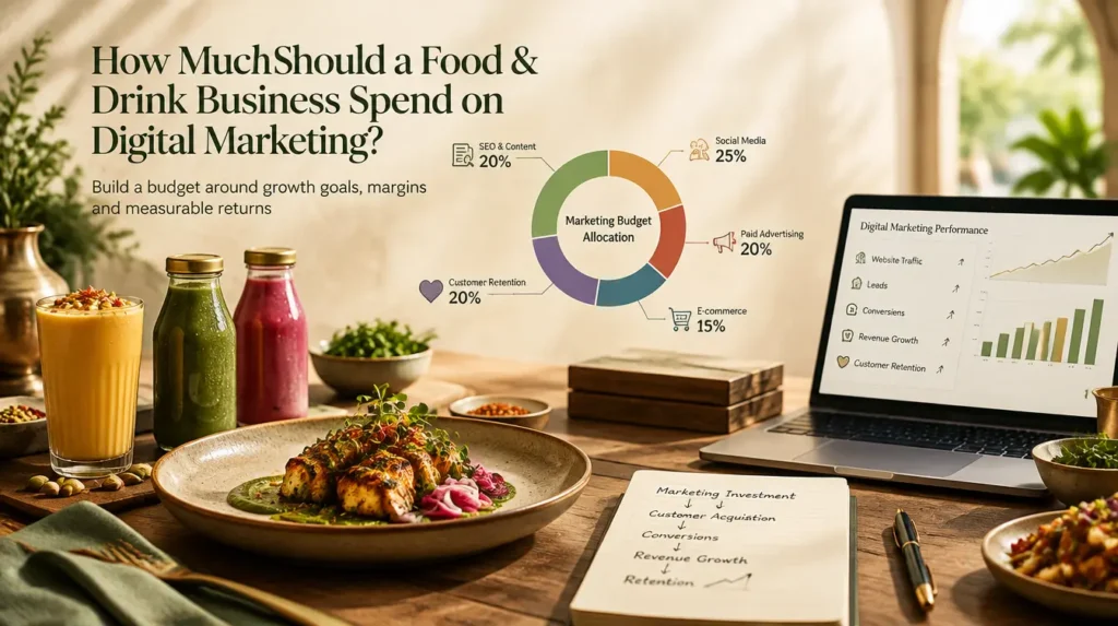 How much a food and drink business should spend on digital marketing based on growth goals, margins, customer acquisition, and measurable returns