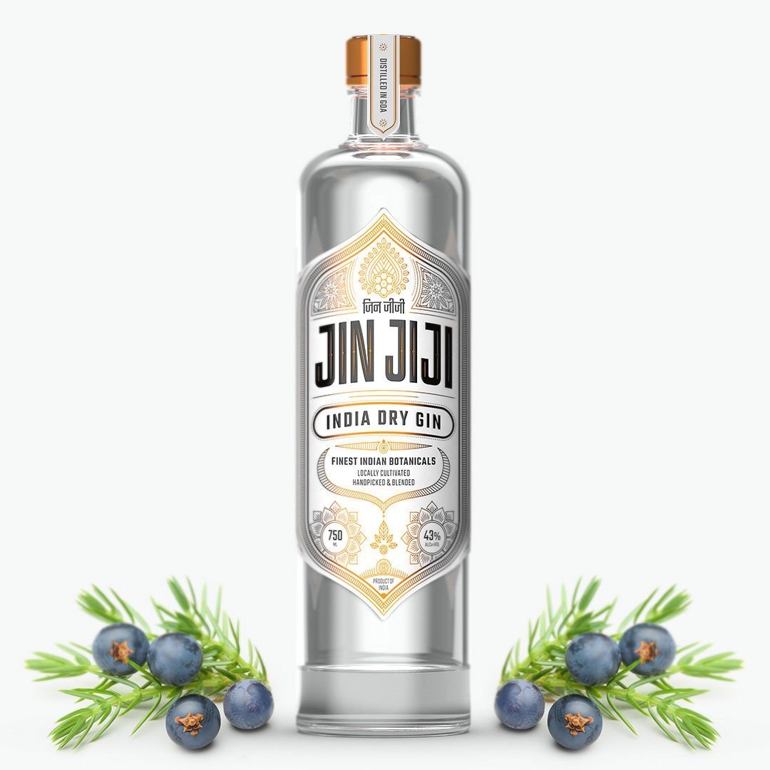 Jin Jiji bottle with botanicals, hero shot