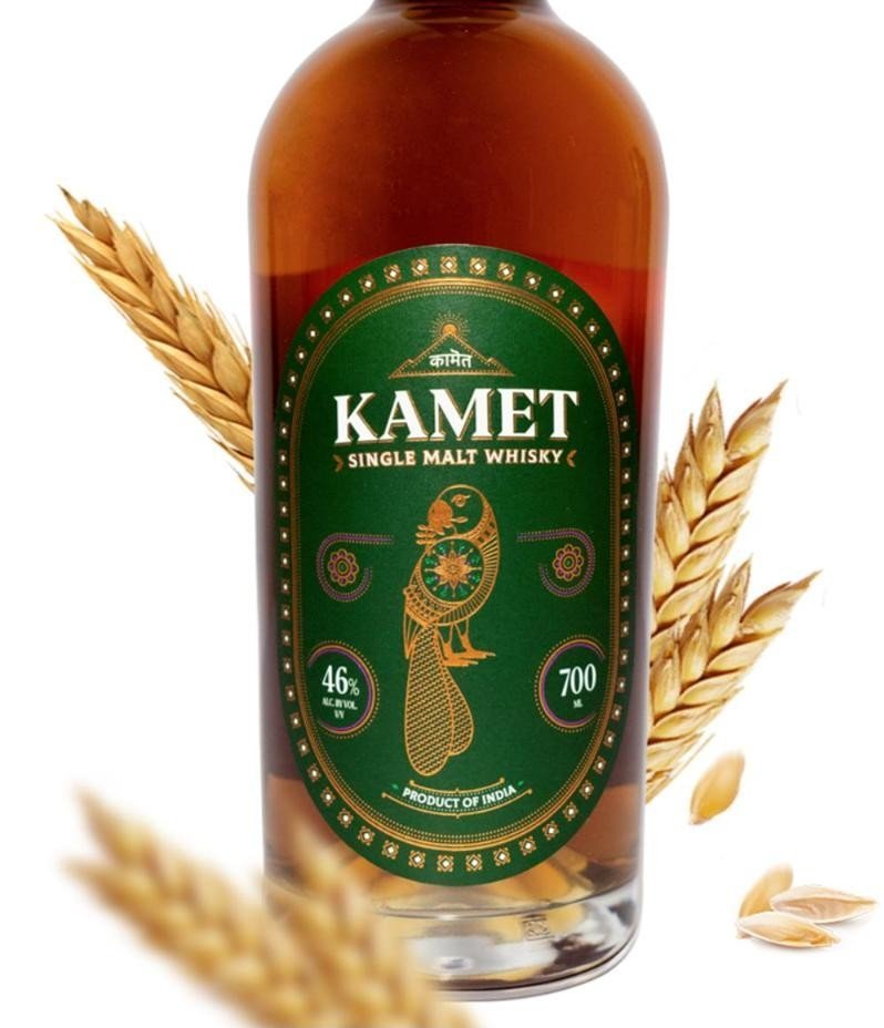 Kamet bilingual logo bottle, Devanagari and Latin