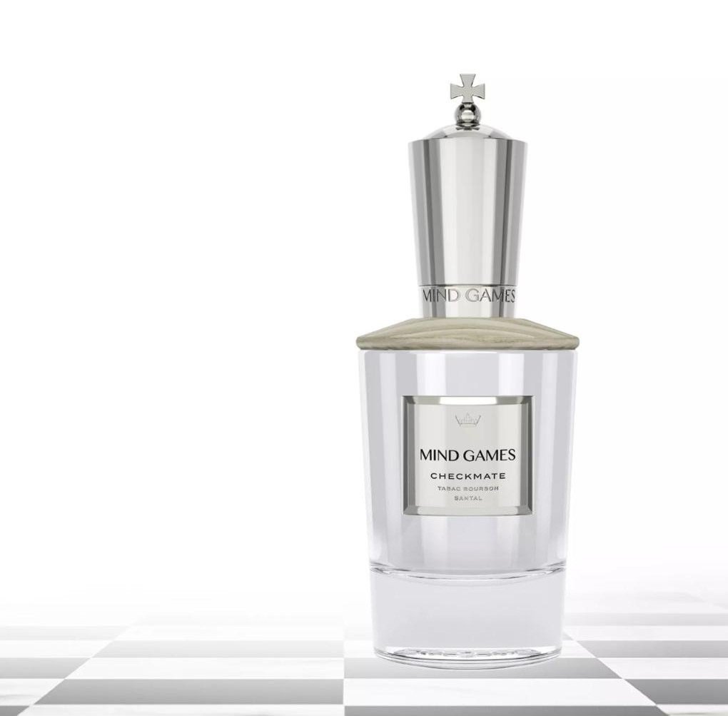 MIND GAMES Checkmate bottle on marble chessboard