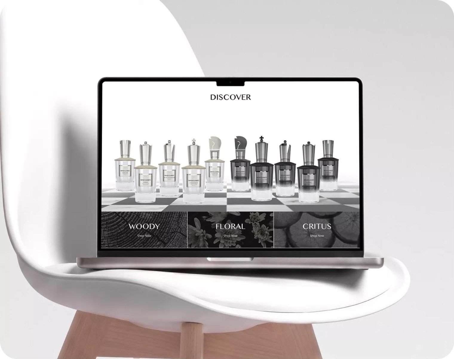 MIND GAMES Discover module on desktop, chessboard layout