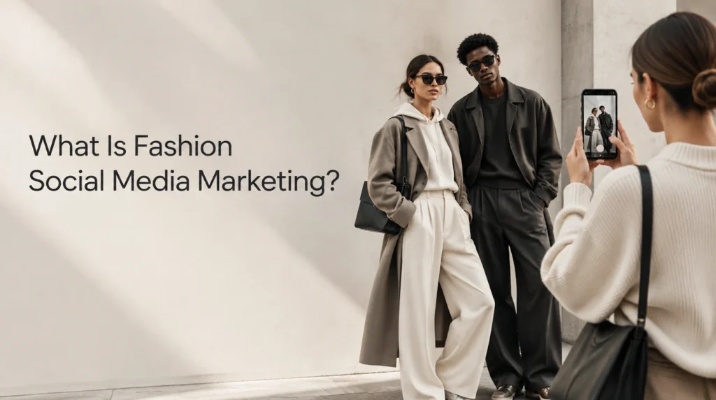 Fashion models showcasing contemporary streetwear in a social media marketing campaign featuring digital content creation.