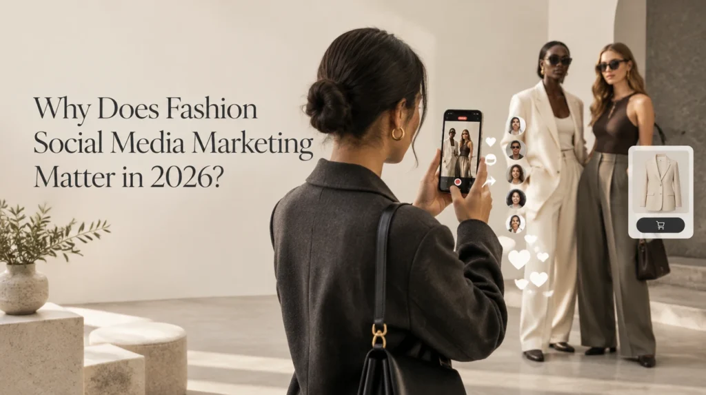 Fashion models and a content creator using social media to showcase contemporary fashion and engage online audiences.